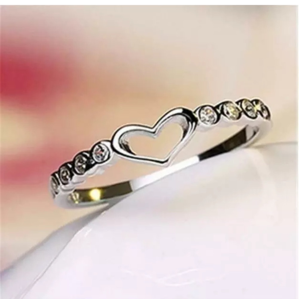 Heart Women 925 Silver Rings White Sapphire  Ring